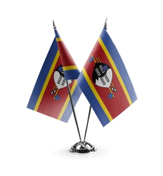 Small national flags of the Swaziland on a white background.