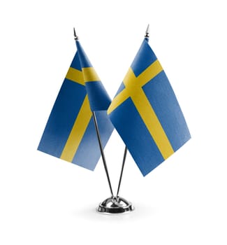 Small national flags of the Sweden on a white background.