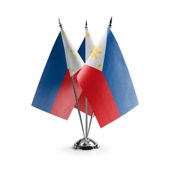 Small national flags of the Philippines on a white background.