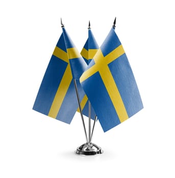 Small national flags of the Sweden on a white background.