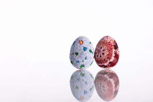 Original and one-of-a-kind Easter eggs handmade by an artist. Christian holidays and its symbols and decorations.