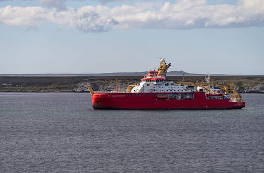 Port Stanley, Falkland Islands - 31 January 2023: RRS Sir David Attenborough advanced polar research ship