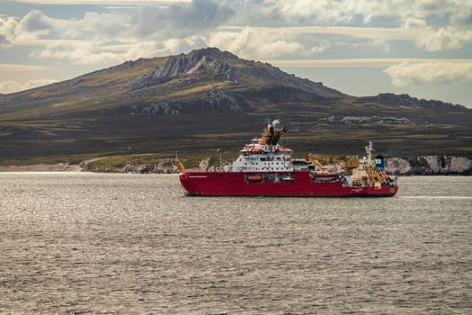 Port Stanley, Falkland Islands - 31 January 2023: RRS Sir David Attenborough advanced polar research ship