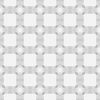 Textile ready pleasant print, swimwear fabric, wallpaper, wrapping. Black and white pleasing boho chic summer design. Watercolor ikat repeating tile border. Ikat repeating swimwear design.