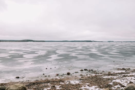 Nature landscape view of beautiful of cold sea. Beach sea space area.