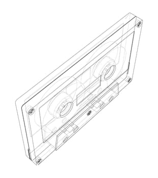 Cassette tape on white background. 3d illustration