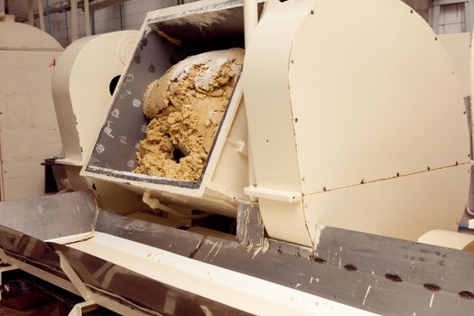 cookie making machine in the factory.