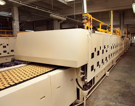 cookie making machine in the factory.