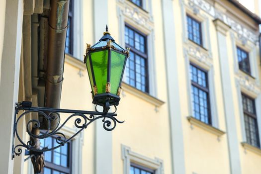 Street lamp on the wall of the Nesvizh castle.Belarus.