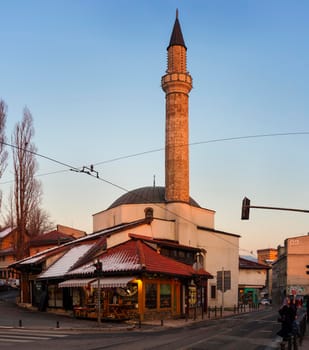 SARAJEVO, BOSNIA-ERZEGOVINA - FEBRUARY, 16: View of the Cekrekcijina Dzamija Mosque on February 16, 2018