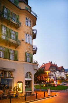 October 14, 2018.Velden am Worther See, Austria.City street with houses in Velden am Worther See.