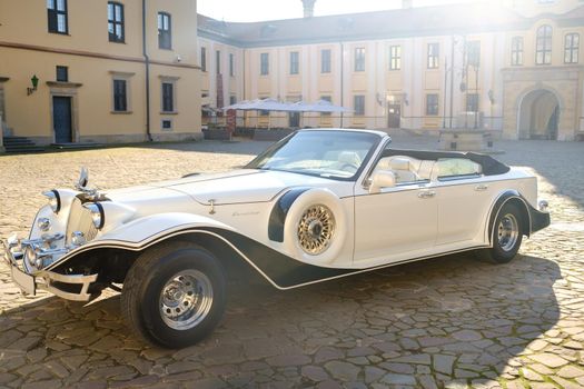 NESVIZH, Belarus-July 8, 2021: Lincoln Excalibur Phantom in the courtyard of the Nesvizh Castle.