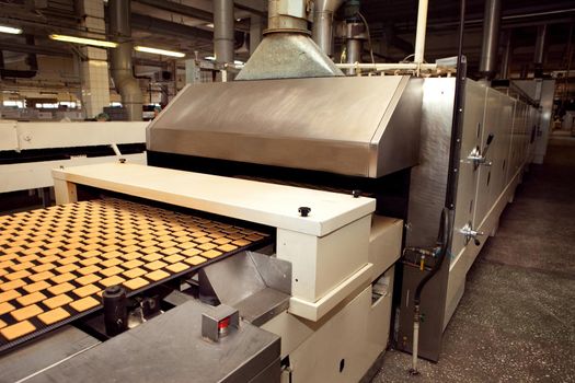 cookie making machine in the factory.