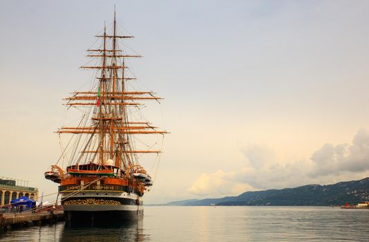 TRIESTE, ITALY - MAY, 15: The Amerigo Vespucci is a tall ship of the Marina Militare, named after the explorer Amerigo Vespucci on May 15, 2016