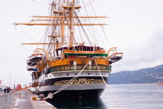 TRIESTE, ITALY - MAY, 15: The Amerigo Vespucci is a tall ship of the Marina Militare, named after the explorer Amerigo Vespucci on May 15, 2016