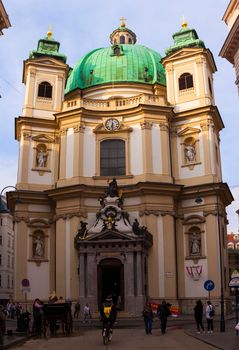 VIENNA, AUSTRIA - MAY, 22: The Peterskirche in English St. Peter's Church, is a Baroque Roman Catholic parish church in Vienna on May 22, 2018