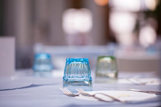 Close up of glass on the table set