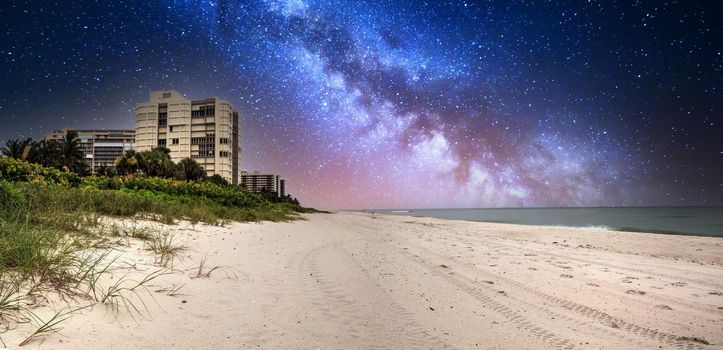 Milky way in the night sky over Park Shore Beach in Naples, Florida