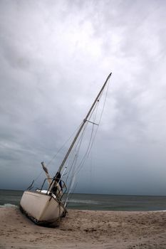 Grey sky over a shipwreck off the coast of Clam Pass in Naples, Florida