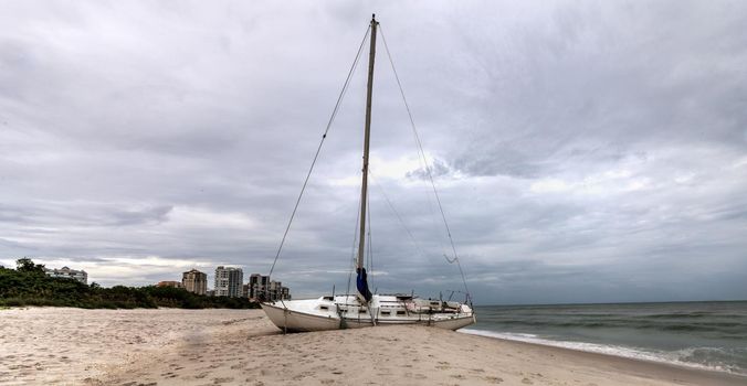 Grey sky over a shipwreck off the coast of Clam Pass in Naples, Florida