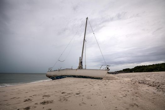 Grey sky over a shipwreck off the coast of Clam Pass in Naples, Florida