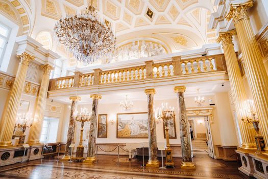 Grand Palace in Tsaritsyno in summer, Russia. Tsaritsyno Park is one of the main tourist attractions in Moscow. Beautiful scenic view of the old Tsaritsyn complex in summer.