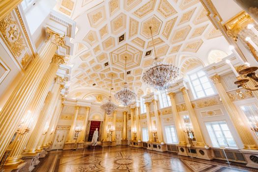 Grand Palace in Tsaritsyno in summer, Russia. Tsaritsyno Park is one of the main tourist attractions in Moscow. Beautiful scenic view of the old Tsaritsyn complex in summer.