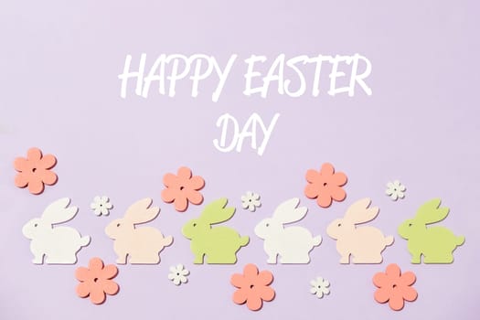 happy easter day on pink background. High quality photo