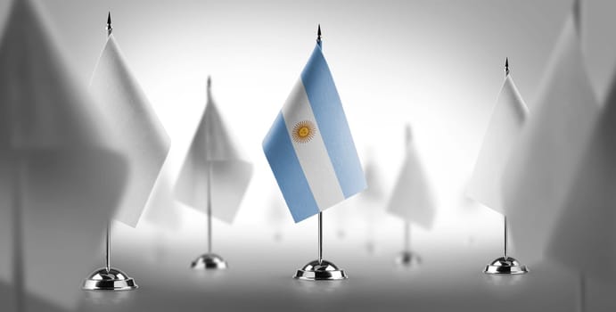 The national flag of the Argentina surrounded by white flags.