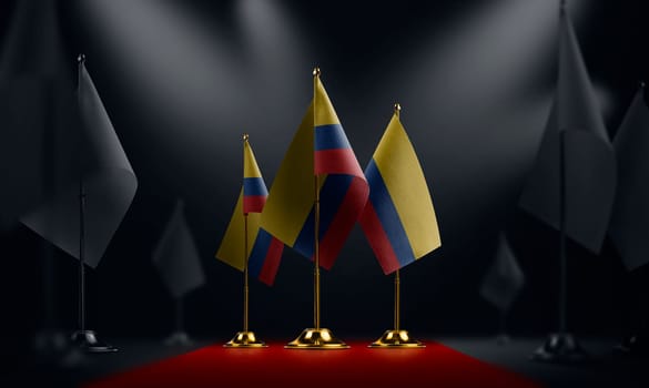 The Colombia national flag on the red carpet.