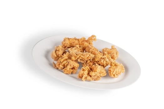 deep fried chicken  on dish over white background