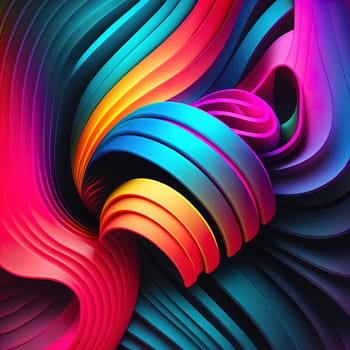 3d abstract colorful background with shape lines in, curvy lines. Futuristic , modern, rainbow illustration. Neon colors. download image