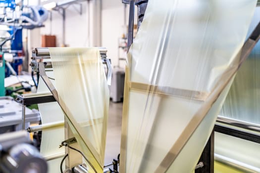 production of plastic packaging materials in the factory. 