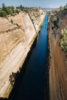 Shipping Freight through the Corinth Canal, Greece.