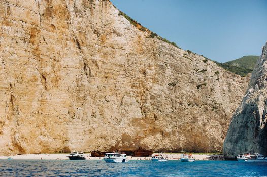 Navagio beach. Shipwreck bay, Zakynthos island, Greece View from above
