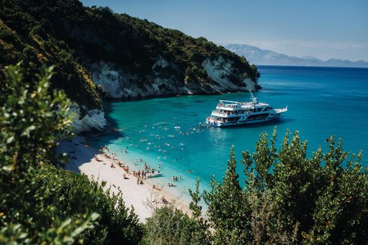 View of the beautiful Xigia beach. beach on the island of Zakynthos. Greece