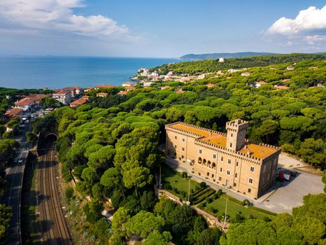 Paschini Castle is a medieval-style castle located in Castiglioncello in Tuscany. Italy, Livorno.