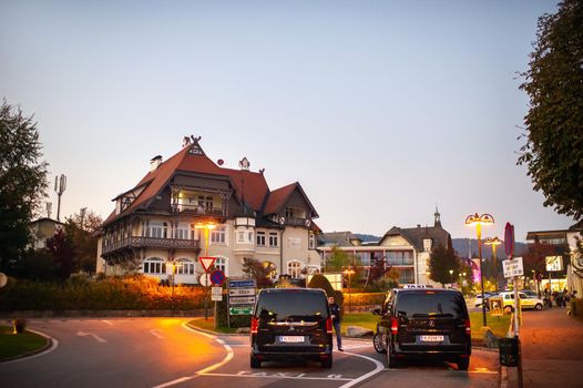 October 14, 2018.Velden am Worther See, Austria.City street with houses in Velden am Worther See.