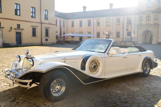 NESVIZH, Belarus-July 8, 2021: Lincoln Excalibur Phantom in the courtyard of the Nesvizh Castle.