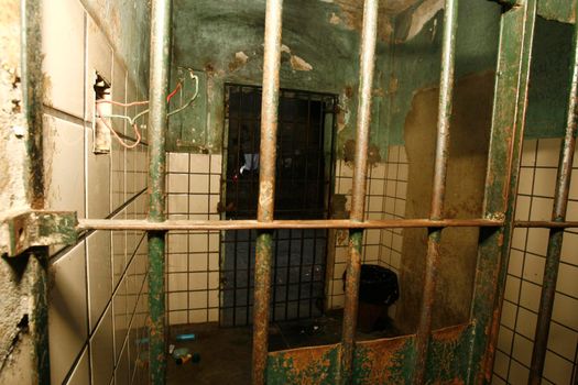 eunapolis, bahia, brazil - june 1, 2011: bars of a prison cell in a police station in the city of Eunapolis.