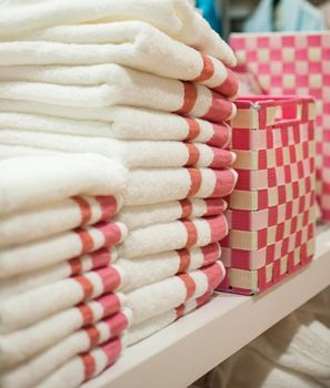 Close up of stack of softness towels
