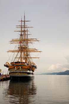 TRIESTE, ITALY - MAY, 15: The Amerigo Vespucci is a tall ship of the Marina Militare, named after the explorer Amerigo Vespucci on May 15, 2016