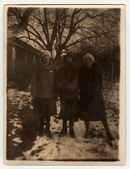 THE CZECHOSLOVAK REPUBLIC, CIRCA 1930s: Vintage portrait photo shows girls in nature, circa 1930s.