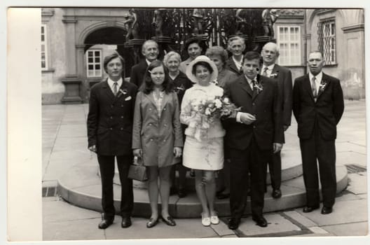 THE CZECHOSLOVAK SOCIALIST REPUBLIC, CIRCA 1970: A vintage photo shows wedding photo, circa 1970.