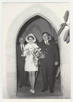 THE CZECHOSLOVAK SOCIALIST REPUBLIC, CIRCA 1970: A vintage photo shows wedding photo, circa 1970.