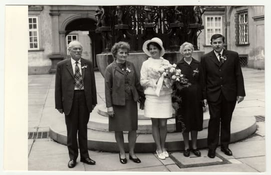 THE CZECHOSLOVAK SOCIALIST REPUBLIC, CIRCA 1970: A vintage photo shows wedding photo, circa 1970.