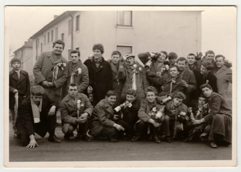 THE CZECHOSLOVAK SOCIALIST REPUBLIC, CIRCA 1965: A vintage photo shows conscripts (recruiters), circa 1965.