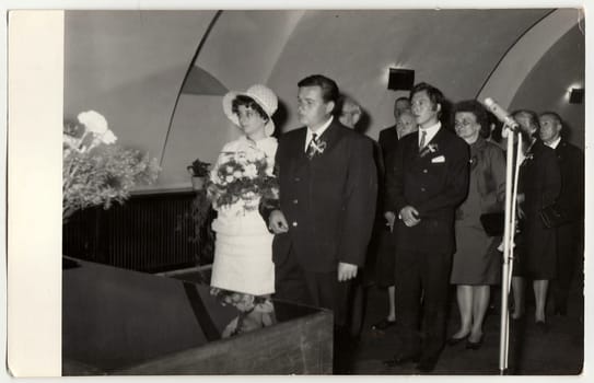 THE CZECHOSLOVAK SOCIALIST REPUBLIC - CIRCA 1970: A vintage photo shows wedding ceremony, circa 1970.