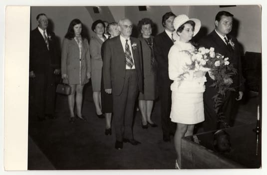 THE CZECHOSLOVAK SOCIALIST REPUBLIC, CIRCA 1970: A vintage photo shows wedding ceremony, circa 1970.