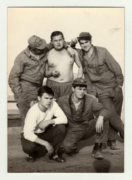 THE CZECHOSLOVAK SOCIALIST REPUBLIC, CIRCA 1965: A vintage photo shows soldiers during a rest.